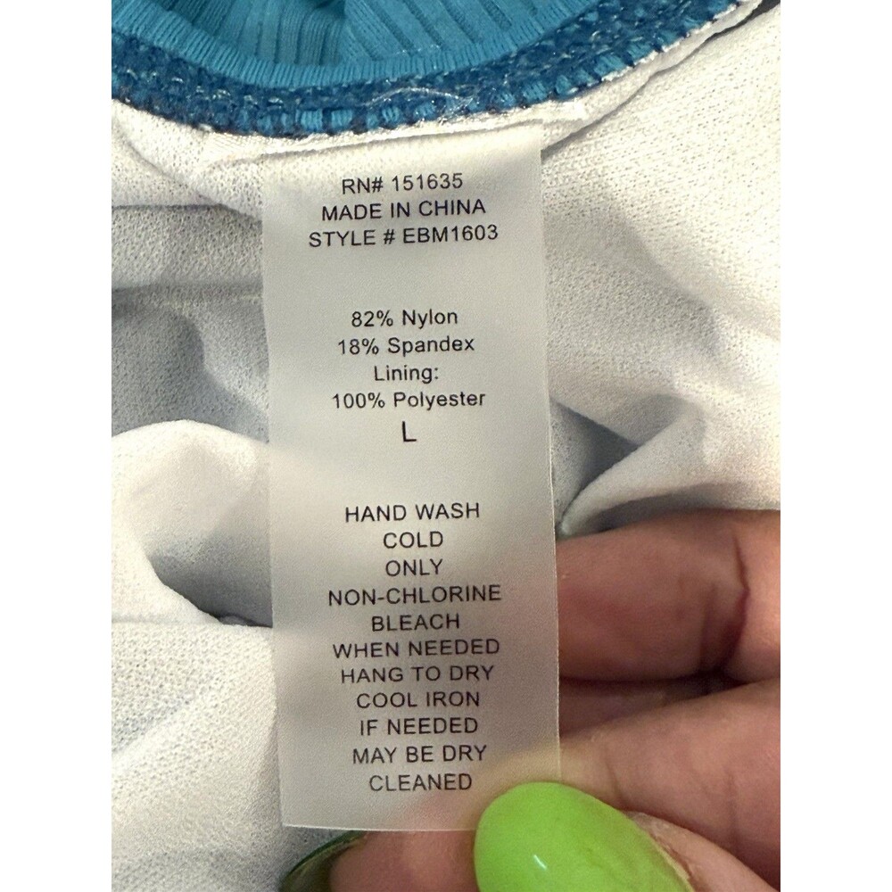 PinkBlush Teal Ribbed Ruched One-Piece Maternity Swimsuit - Large - Picture 11 of 14
